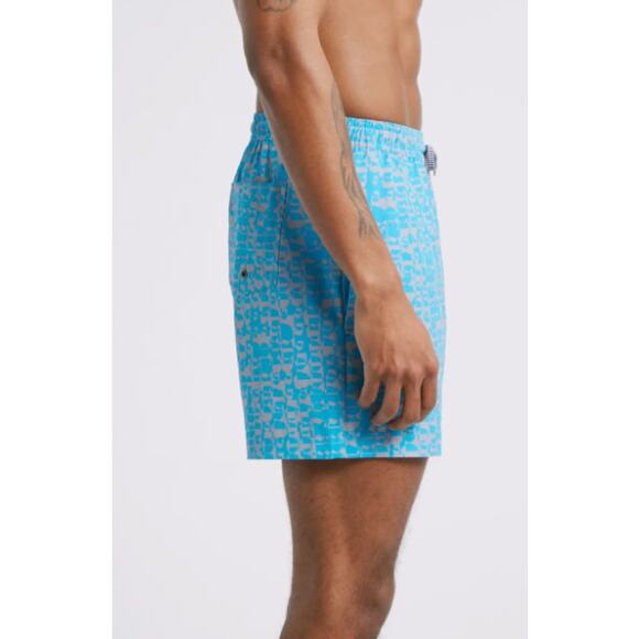 Open Edit Recycled Volley Swim Trunks Black White Geo Print - Picture 4 of 7